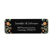 Modern Classy Black Swirl Floral Stylish RSVP Etiket (Voorkant)