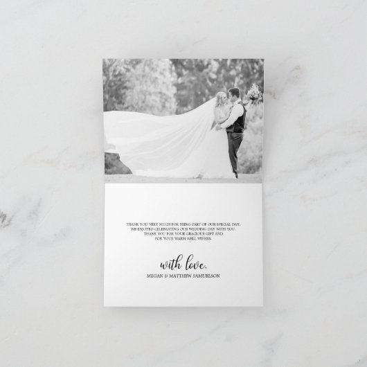 Modern Classy Black White Weddenschap Hartelijk da Bedankkaart (Binnen)