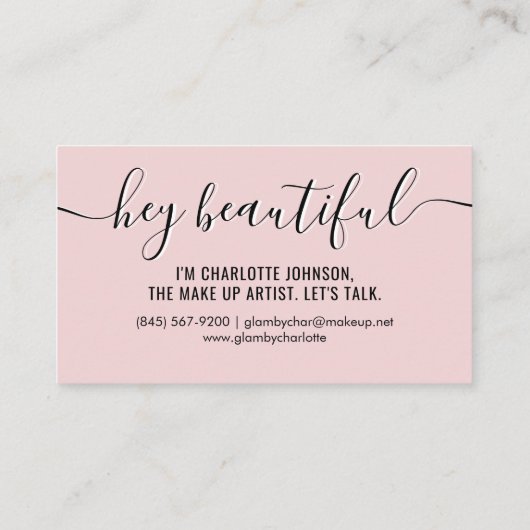 Modern Classy Bleek Roze Calligrafie Script Visitekaartje (Achterkant)