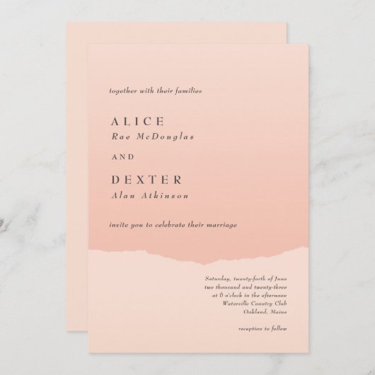 Modern Classy Blush Gradient Weddenschap Kaart (Voorkant / Achterkant)