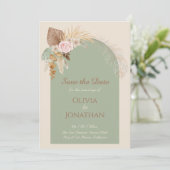 Modern Classy Boho rustieke Beige Mint Save The Da Kaart (Staand voorkant)