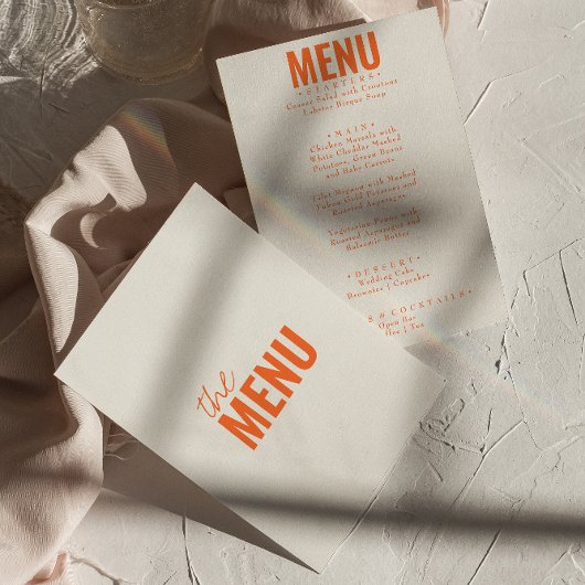 Modern Classy Bright Whimsical Fun Wedding Menu