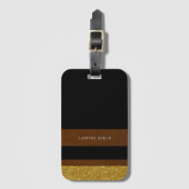 Modern Classy Bruin Goud Zwart Bagagelabel (Voorkant (verticaal))