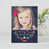 Modern Classy Chevron Merry-kerstfotokaart Feestdagenkaart (Staand voorkant)