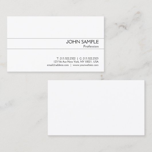 Modern Classy Clean Design White Plain Trending Visitekaartje (Voorkant / Achterkant)