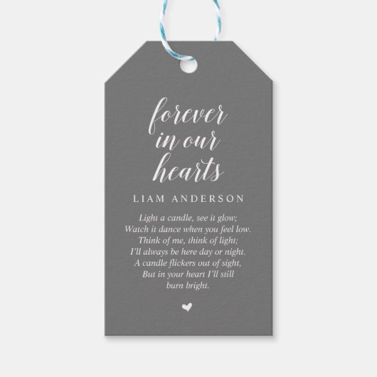Modern Classy Dark Gray, Funeral Memorial Service Cadeaulabel (Voorkant)