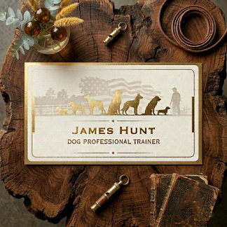 Modern Classy Dog Trainer Puppy Gold Business Card Visitekaartje