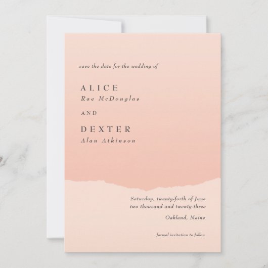 Modern Classy Elegant Blush Save the Date Kaart (Voorkant)