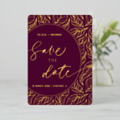 Modern Classy Elegant Leaves Foto Save the Date Folie Uitnodiging (Staand Voorkant)