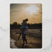 Modern Classy Elegant Leaves Foto Save the Date Folie Uitnodiging (Achterkant)