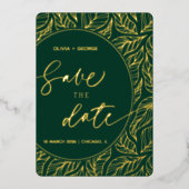 Modern Classy Elegant Leaves Foto Save the Date Folie Uitnodiging (Voorkant)