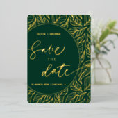 Modern Classy Elegant Leaves Foto Save the Date Folie Uitnodiging (Staand Voorkant)