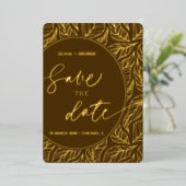 Modern Classy Elegant Leaves Foto Save the Date Folie Uitnodiging (Staand Voorkant)