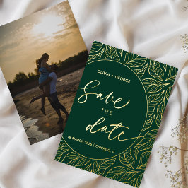 Modern Classy Elegant Leaves Foto Save the Date Folie Uitnodiging