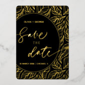Modern Classy Elegant Leaves Foto Save the Date Folie Uitnodiging (Voorkant)