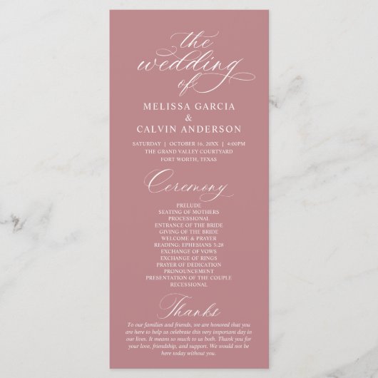 Modern Classy Elegant Wedding Ceremony Programmakaart (Voorkant)