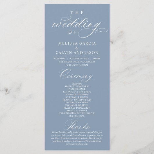 Modern Classy Elegant Wedding Ceremony Programmakaart (Voorkant)