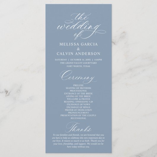 Modern Classy Elegant Wedding Ceremony Programmakaart (Voorkant)
