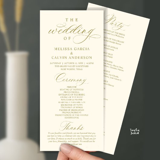 Modern Classy Elegant Wedding Ceremony Programmakaart