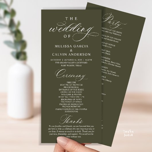Modern Classy Elegant Wedding Ceremony Programmakaart