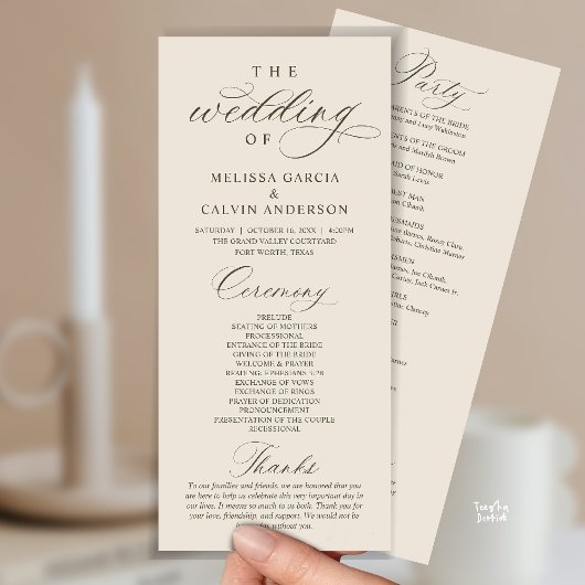 Modern Classy Elegant Wedding Ceremony Programmakaart