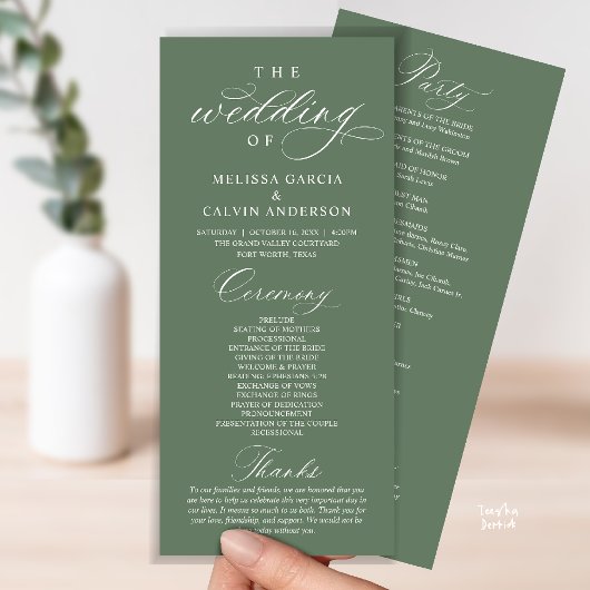 Modern Classy Elegant Wedding Ceremony Programmakaart