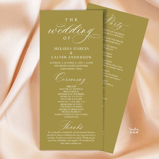 Modern Classy Elegant Wedding Ceremony Programmakaart