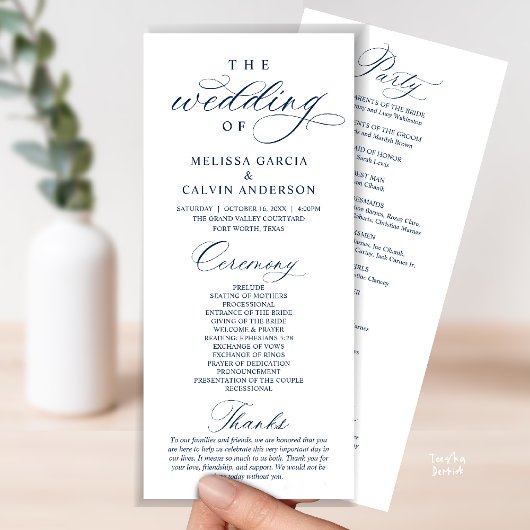 Modern Classy Elegant Wedding Ceremony Programmakaart