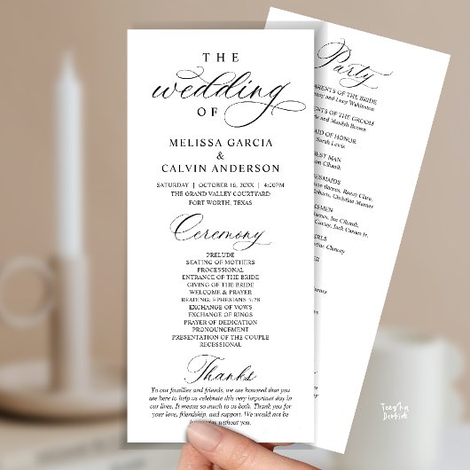 Modern Classy Elegant Wedding Ceremony Programmakaart
