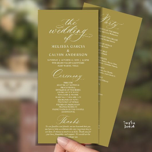 Modern Classy Elegant Wedding Ceremony Programmakaart