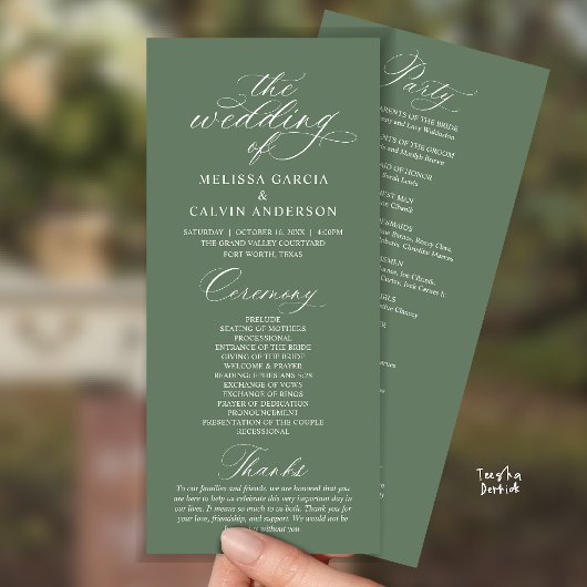 Modern Classy Elegant Wedding Ceremony Programmakaart