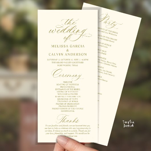 Modern Classy Elegant Wedding Ceremony Programmakaart