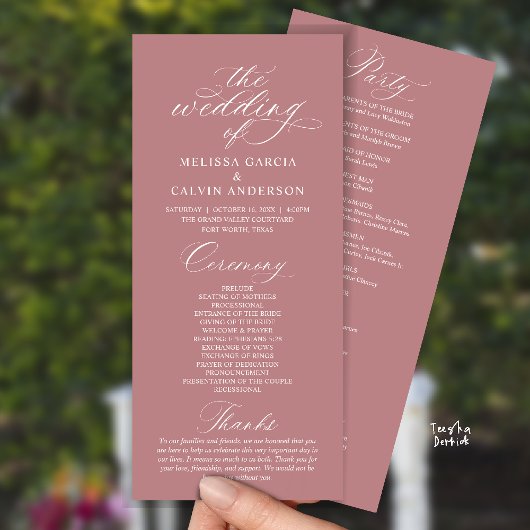Modern Classy Elegant Wedding Ceremony Programmakaart