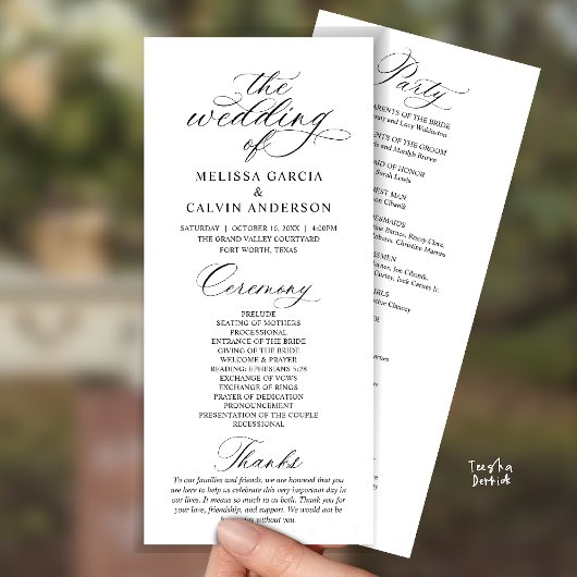 Modern Classy Elegant Wedding Ceremony Programmakaart