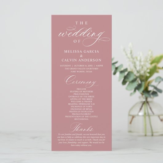 Modern Classy Elegant Wedding Ceremony Programmakaart (Staand voorkant)