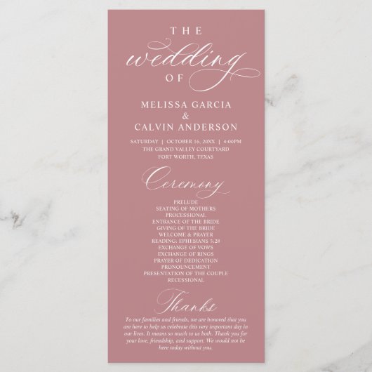 Modern Classy Elegant Wedding Ceremony Programmakaart (Voorkant)