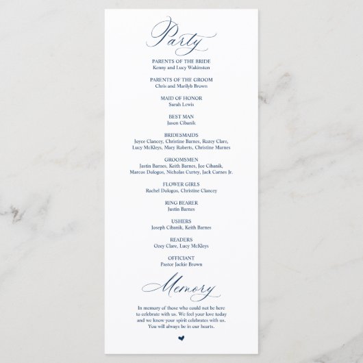 Modern Classy Elegant Wedding Ceremony Programmakaart (Achterkant)