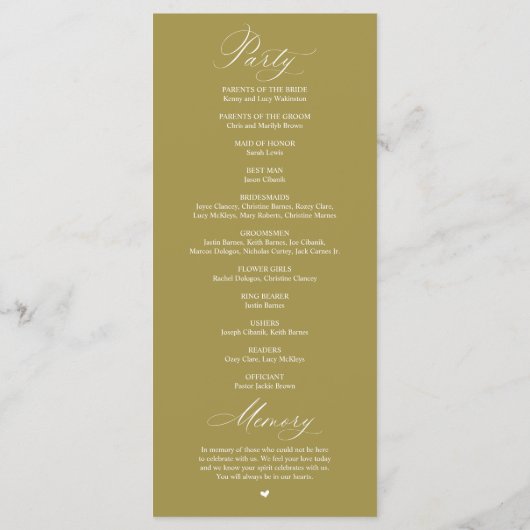 Modern Classy Elegant Wedding Ceremony Programmakaart (Achterkant)