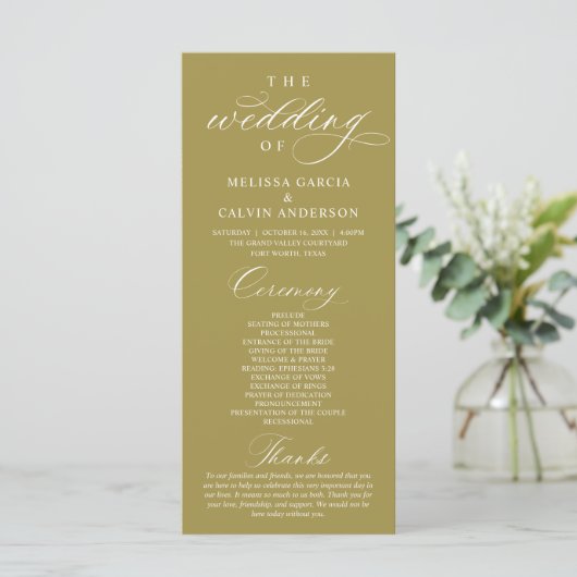 Modern Classy Elegant Wedding Ceremony Programmakaart (Staand voorkant)