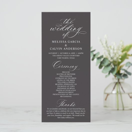 Modern Classy Elegant Wedding Ceremony Programmakaart (Staand voorkant)