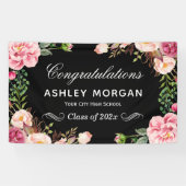 Modern Classy Floral Congrats Graduation Party Spandoek (Horizontaal)