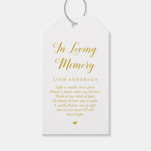 Modern Classy Gold, begrafenisherdenkingsdienst Cadeaulabel (Voorkant)