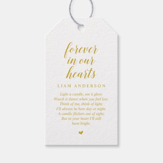 Modern Classy Gold, begrafenisherdenkingsdienst Cadeaulabel (Voorkant)