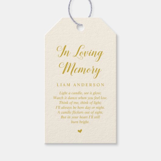 Modern Classy Gold, begrafenisherdenkingsdienst Cadeaulabel (Voorkant)