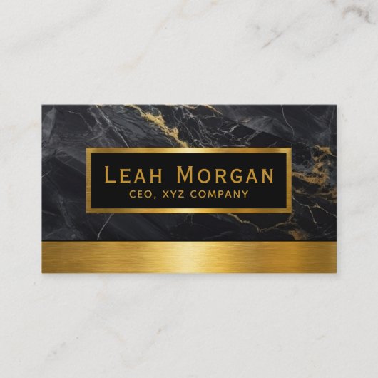 Modern Classy Gold en Black Marble Professional Visitekaartje (Voorkant)