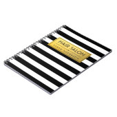 Modern Classy Gold Label en Black White Stripes Notitieboek (Linkerzijde)