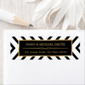 Modern Classy Goud Zwart Wit Lijn Patroon Etiket (Insitu)