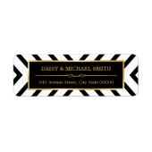 Modern Classy Goud Zwart Wit Lijn Patroon Etiket (Voorkant)