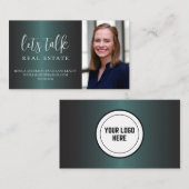 Modern Classy Green Metallic Folie Real Estate Visitekaartje (Voorkant / Achterkant)