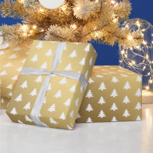 Modern Classy-kerstbomen Ombre Gold Cadeaupapier